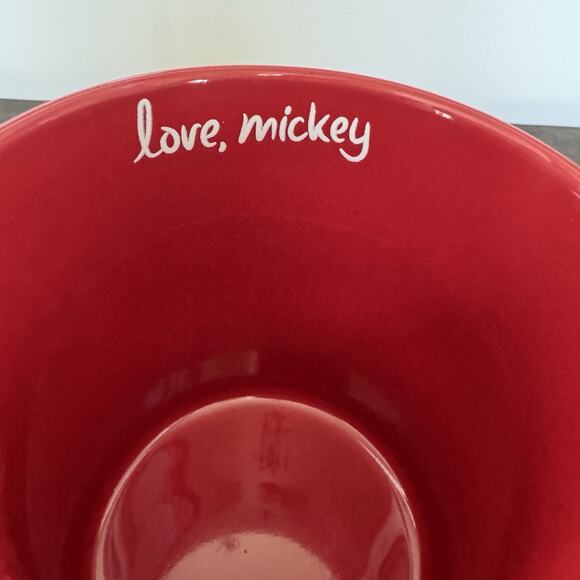 Disney Love Mickey Mouse Coffee Mug Black Tea Cup Valentine's Hearts Red Inside - Picture 3 of 11